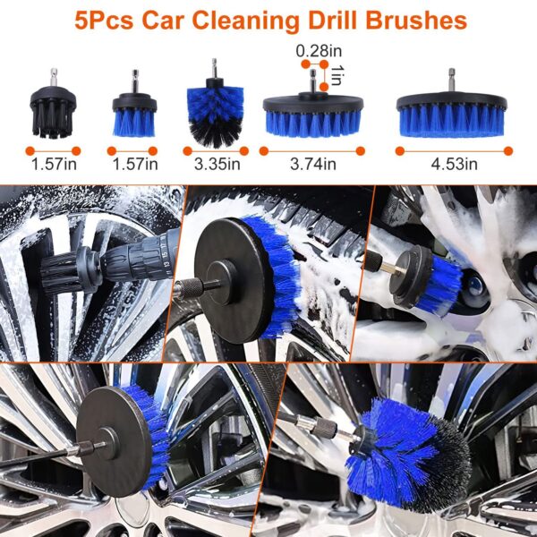 26Pcs Car Detailing Brush Kit Exterior Interior Car Cleaning Set Drill Brush Set Car Buffing Sponge Pads Kit For Cleaning Automobile Interior Exterior Wheels Dashboard - Image 10
