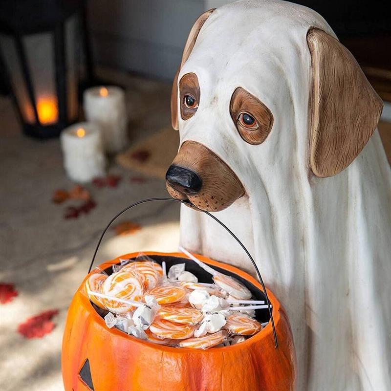 Puppy Pumpkin Candy Bowl Christmas Ornaments - Image 3