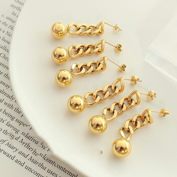 Christmas Ornaments Chain Steel Ball Earrings - Image 8
