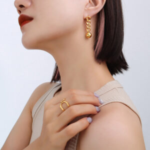 Christmas Ornaments Chain Steel Ball Earrings