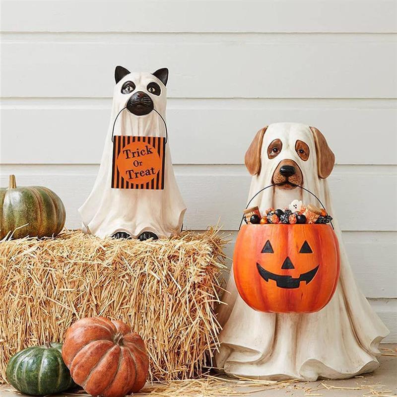 Puppy Pumpkin Candy Bowl Christmas Ornaments - Image 5
