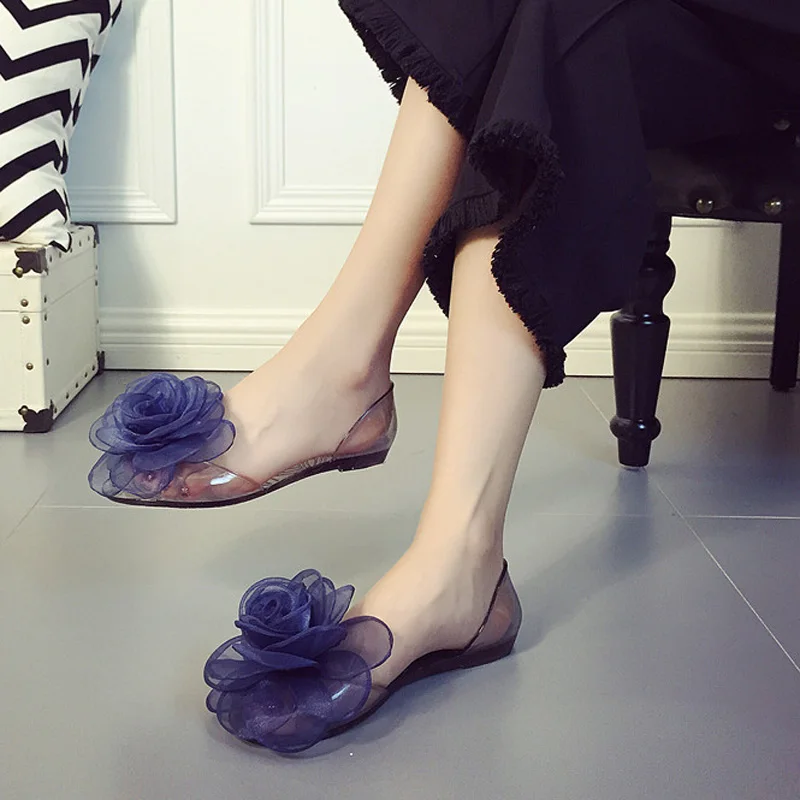 Sweet Flowers Lady Jelly Shoes Women Sandals Flat Summer Shoes Woman Casual Flats Shoes Sandalias Mujer WSH2057 - Image 5