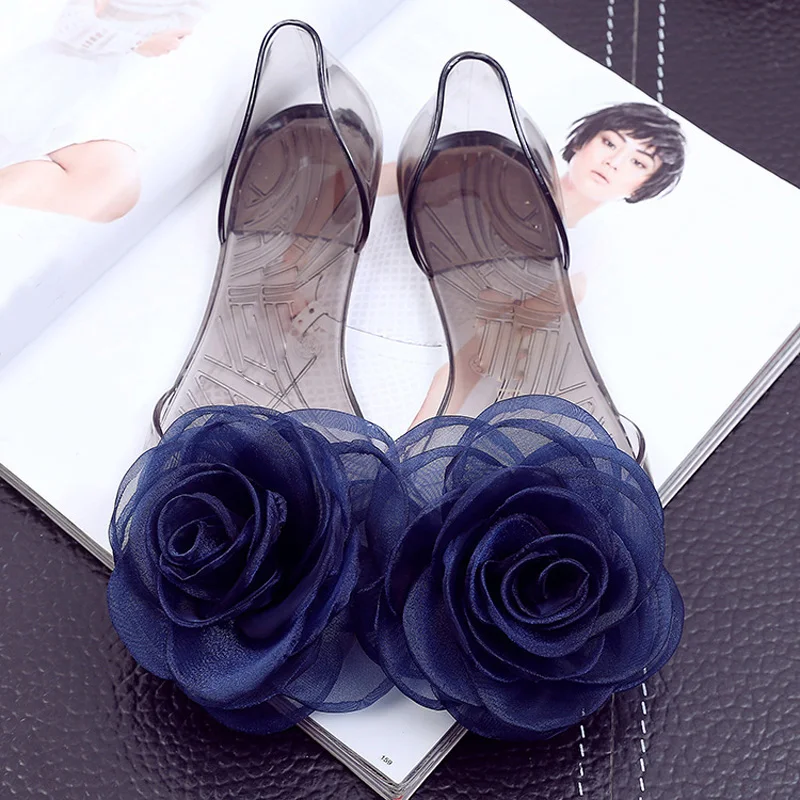 Sweet Flowers Lady Jelly Shoes Women Sandals Flat Summer Shoes Woman Casual Flats Shoes Sandalias Mujer WSH2057 - Image 4