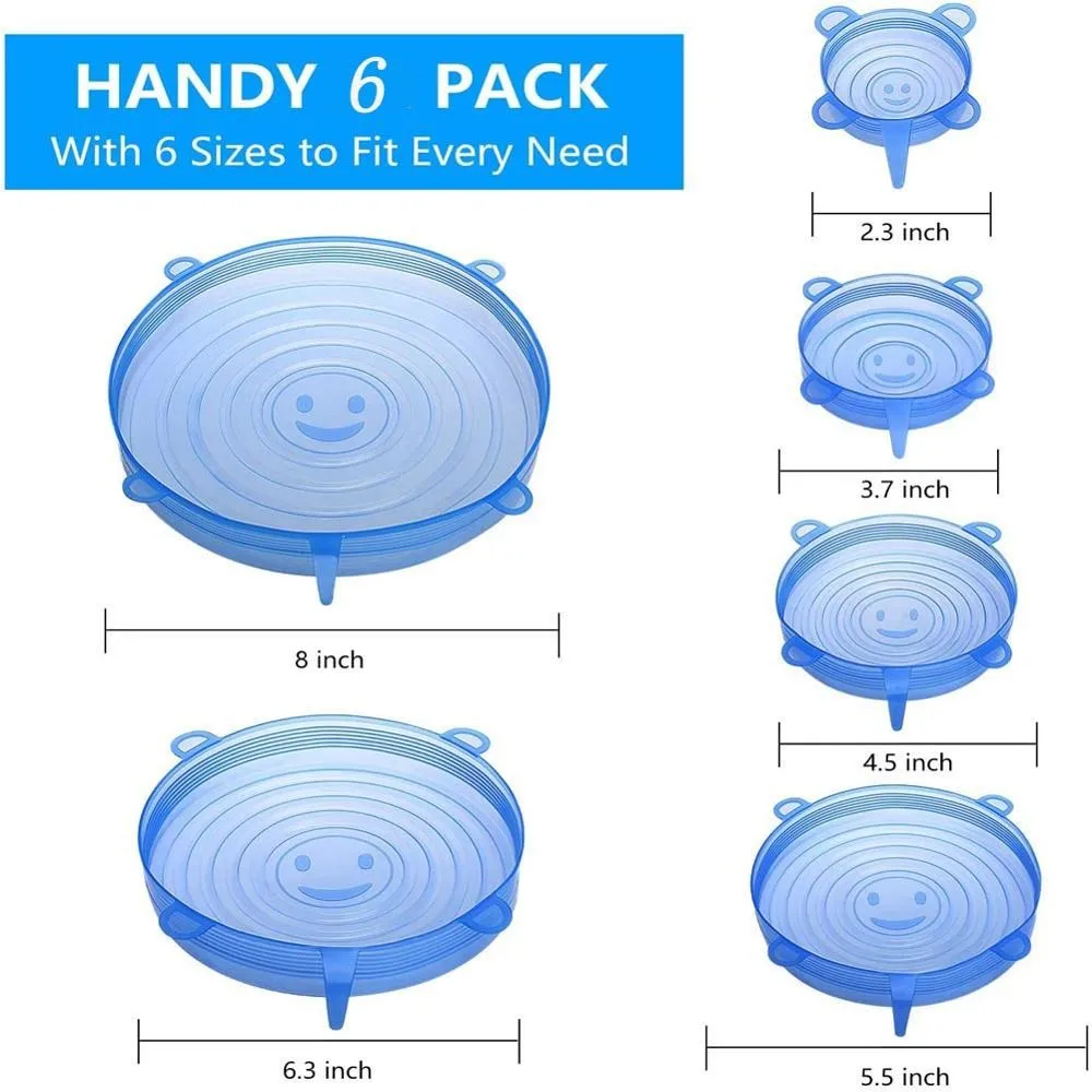 6 Pcs Silicone Cover Stretch Lids for Kitchen Microwave Food Covers Bowl Caps Elastic Silicone Lid Cap Universal Adaptable Lids - Image 3