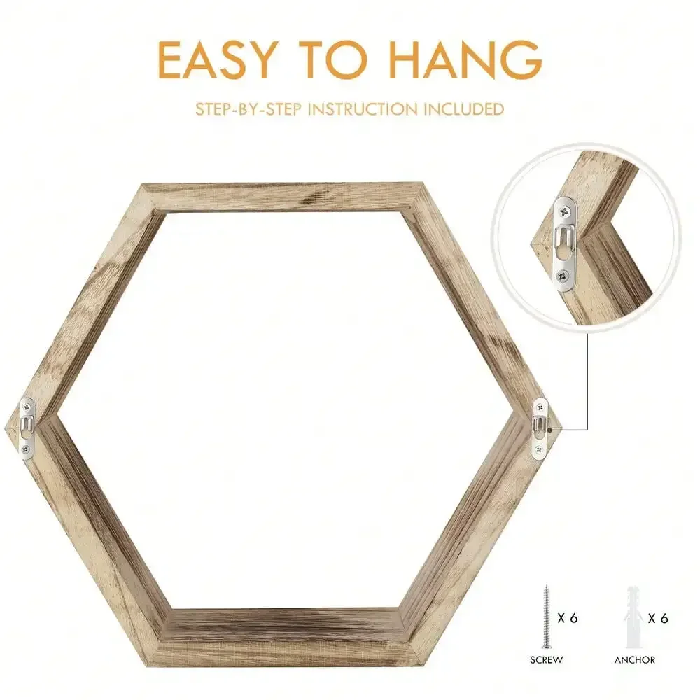 3pcs Shelves Wall Floating Hexagon Plant Shelves Home Decor Shelf for Bedroom - Image 5