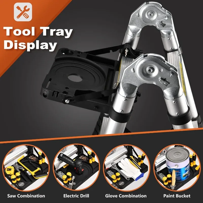 Telescoping Ladder A Frame, 12.5 Ft Compact Extension Ladder, Portable Telescopic RV Ladder ,330 lb Capacity - Image 5