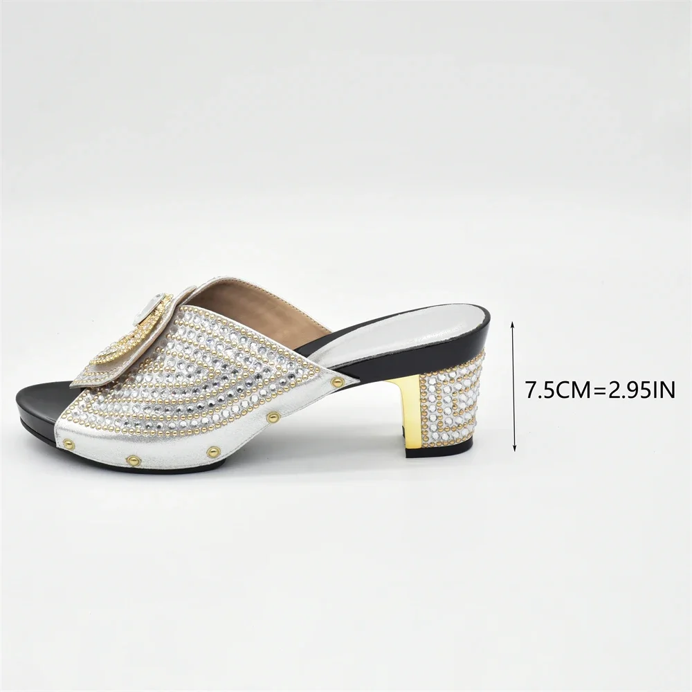 New Come Matching Women Shoe and Bag Set Decorated with Rhinestone Nigerian Shoes and Bag Set Italy Shoe and Bag Set for Wedding - Image 3