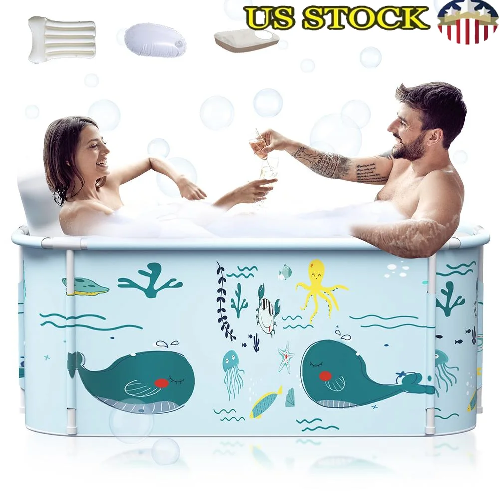 Extra Large Portable Foldable Bathtub Spa Soaking Tub Small Bathroom Thicken 7 Layer Adult Family Tub 53" Foldable Bathtub Cover