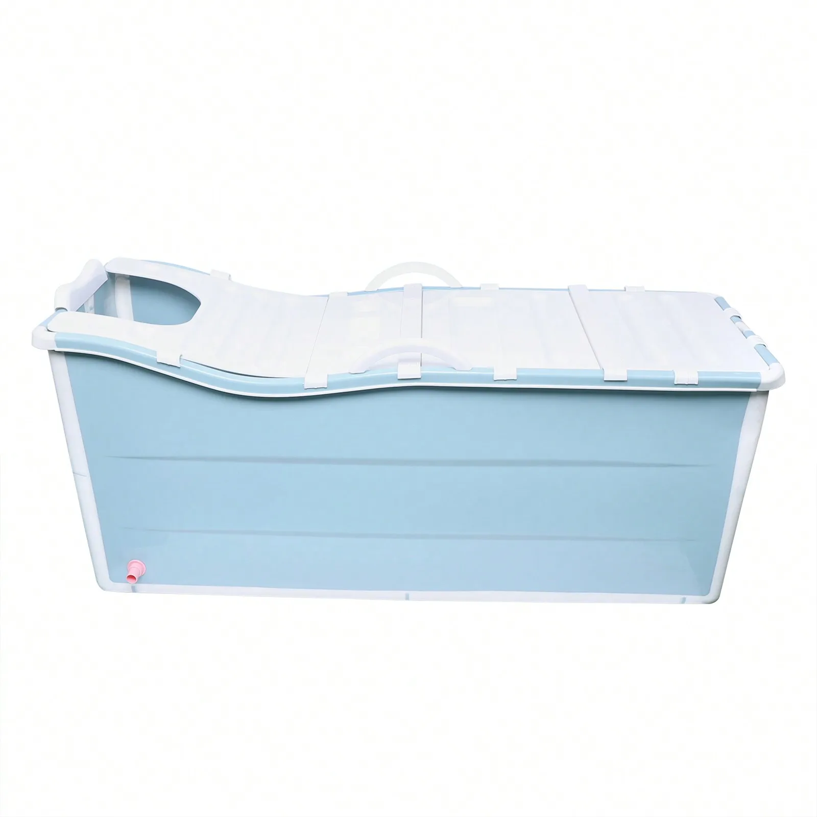 53" Extra Large Portable Foldable Bathtub for Adults, SPA Soaking Tub with Cover Lid Thickened, Blue - Image 3