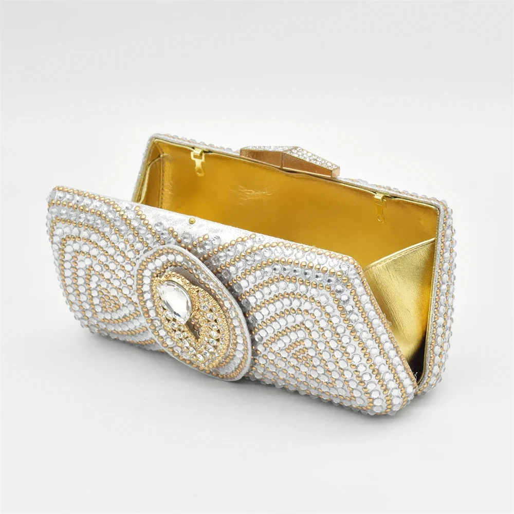 New Come Matching Women Shoe and Bag Set Decorated with Rhinestone Nigerian Shoes and Bag Set Italy Shoe and Bag Set for Wedding - Image 5