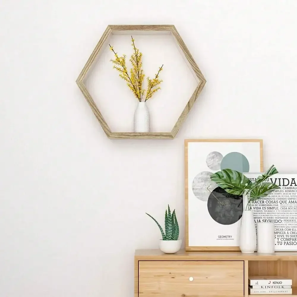 3pcs Shelves Wall Floating Hexagon Plant Shelves Home Decor Shelf for Bedroom - Image 6