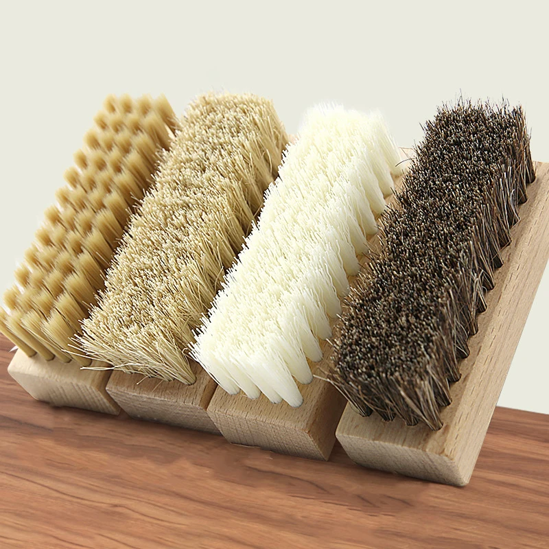 1PC Pig Bristles Shoe Brush For Slippers Sneaker Brush Shoes Cleaning Brushes Boot Brush Cleaner Wood Handle Shoe Brush