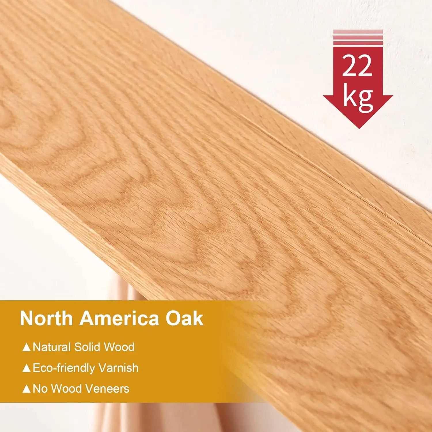 t Rack Shelf Wall Mounted Oak Wood Entryway Shelf With 6 Hooks Wall Coat Hook Rack With Floating Shelf For Bedroom, Living - Image 3