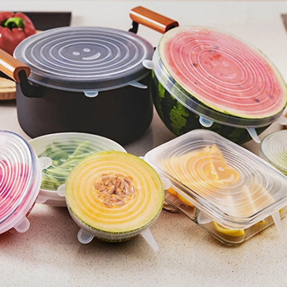 6 Pcs Silicone Cover Stretch Lids for Kitchen Microwave Food Covers Bowl Caps Elastic Silicone Lid Cap Universal Adaptable Lids - Image 5