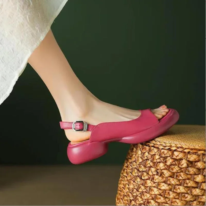 New Women's Leather PU Platform Casual Sandals Ladies Gladiator Open Toe Beach Shoes Woman Shallow Roman Sandalias - Image 4