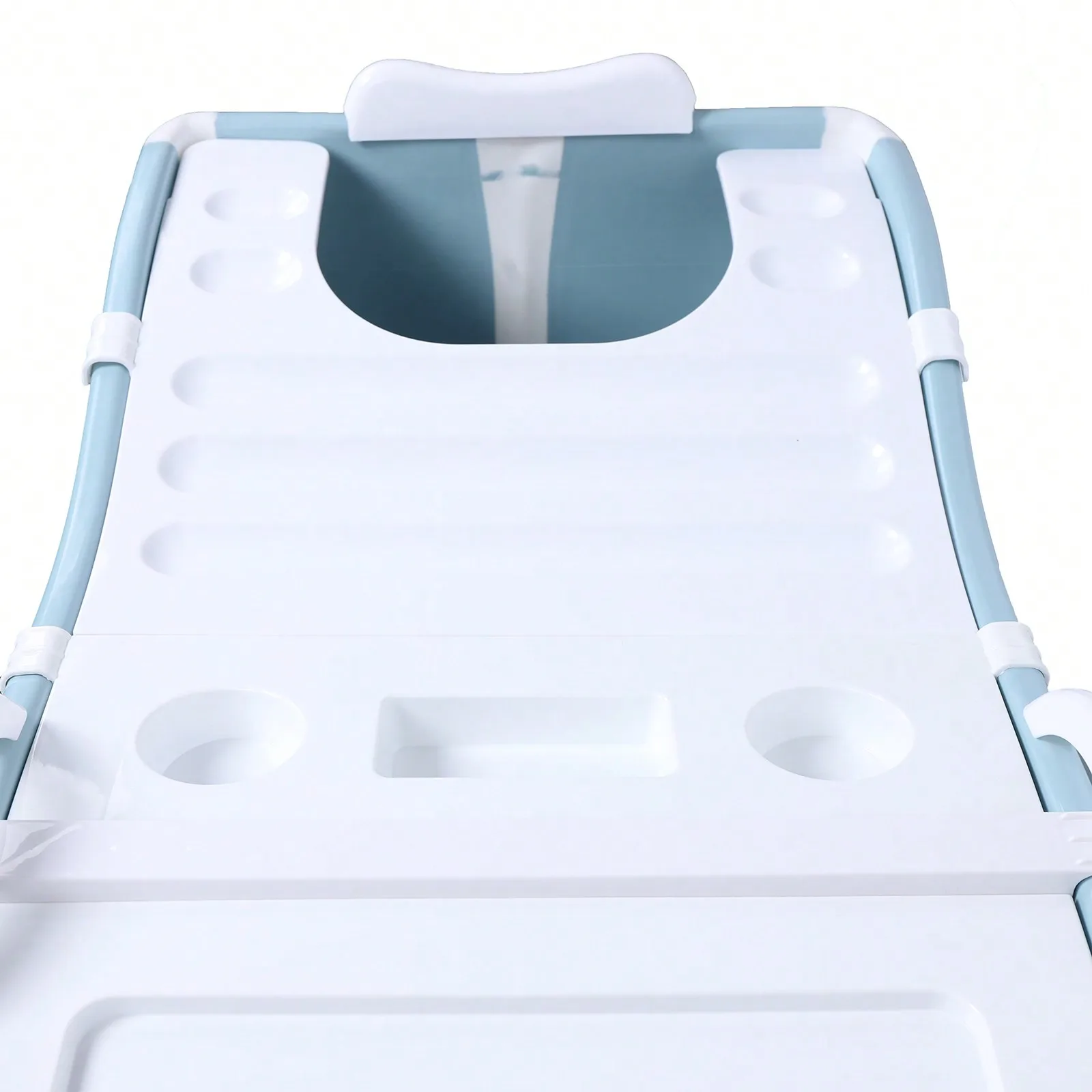 53" Extra Large Portable Foldable Bathtub for Adults, SPA Soaking Tub with Cover Lid Thickened, Blue - Image 4