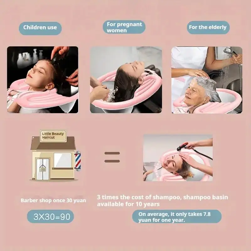 Inflatable Shampoo Basin,, Mobile Portable Basin, Sink WithAir Pump And Drainage, Soft And Comfortable Lightweight Shampoo - Image 5