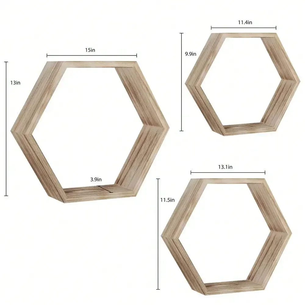 3pcs Shelves Wall Floating Hexagon Plant Shelves Home Decor Shelf for Bedroom - Image 2