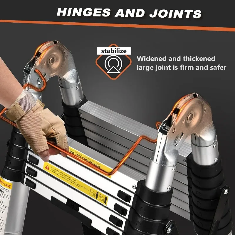 Telescoping Ladder A Frame, 12.5 Ft Compact Extension Ladder, Portable Telescopic RV Ladder ,330 lb Capacity - Image 4