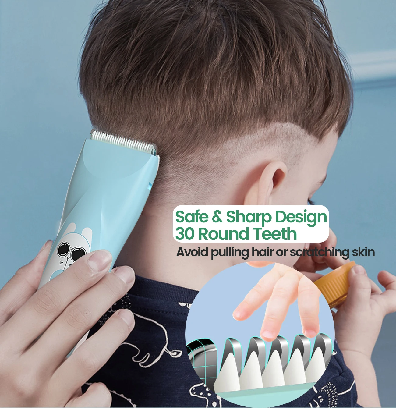 Quiet Baby Hair Clipper Electric Rechargeable Kids Hair Trimmer for Children Grooming Haircut Machine Ceramic Blade Waterproof - Image 2